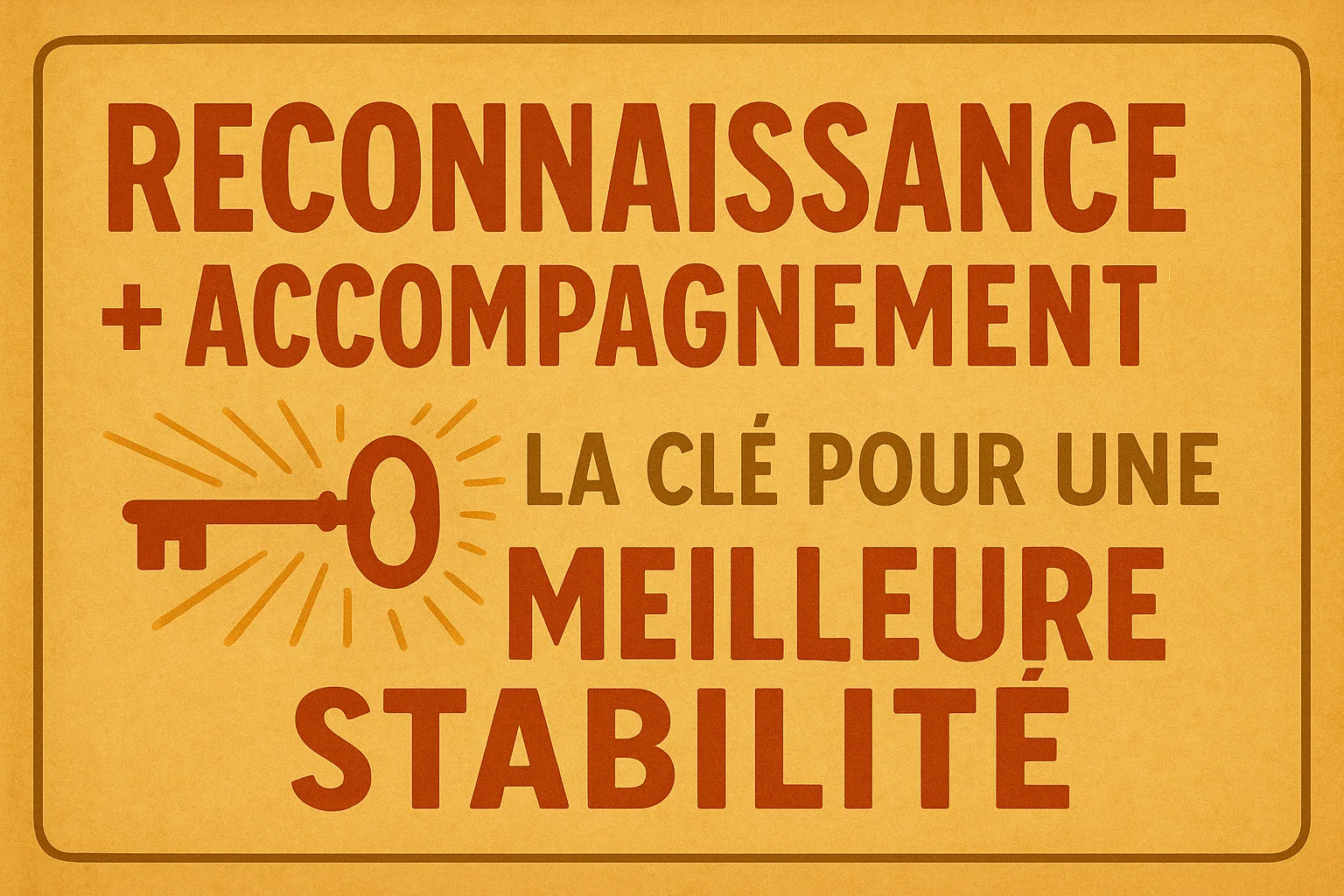 Affiche typographique rétro portant le message : Reconnaissance + accompagnement = la clé pour une meilleure stabilité