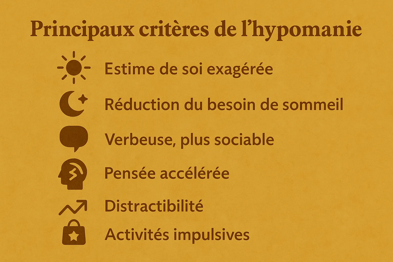Critères de diagnostic de l'hypomanie