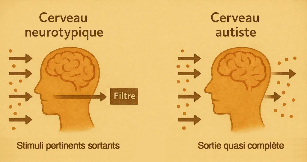 Différences de filtrage sensoriel neurotypique/autiste