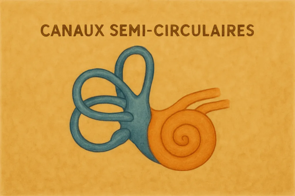 Schéma des canaux semi-circulaires de l'oreille interne