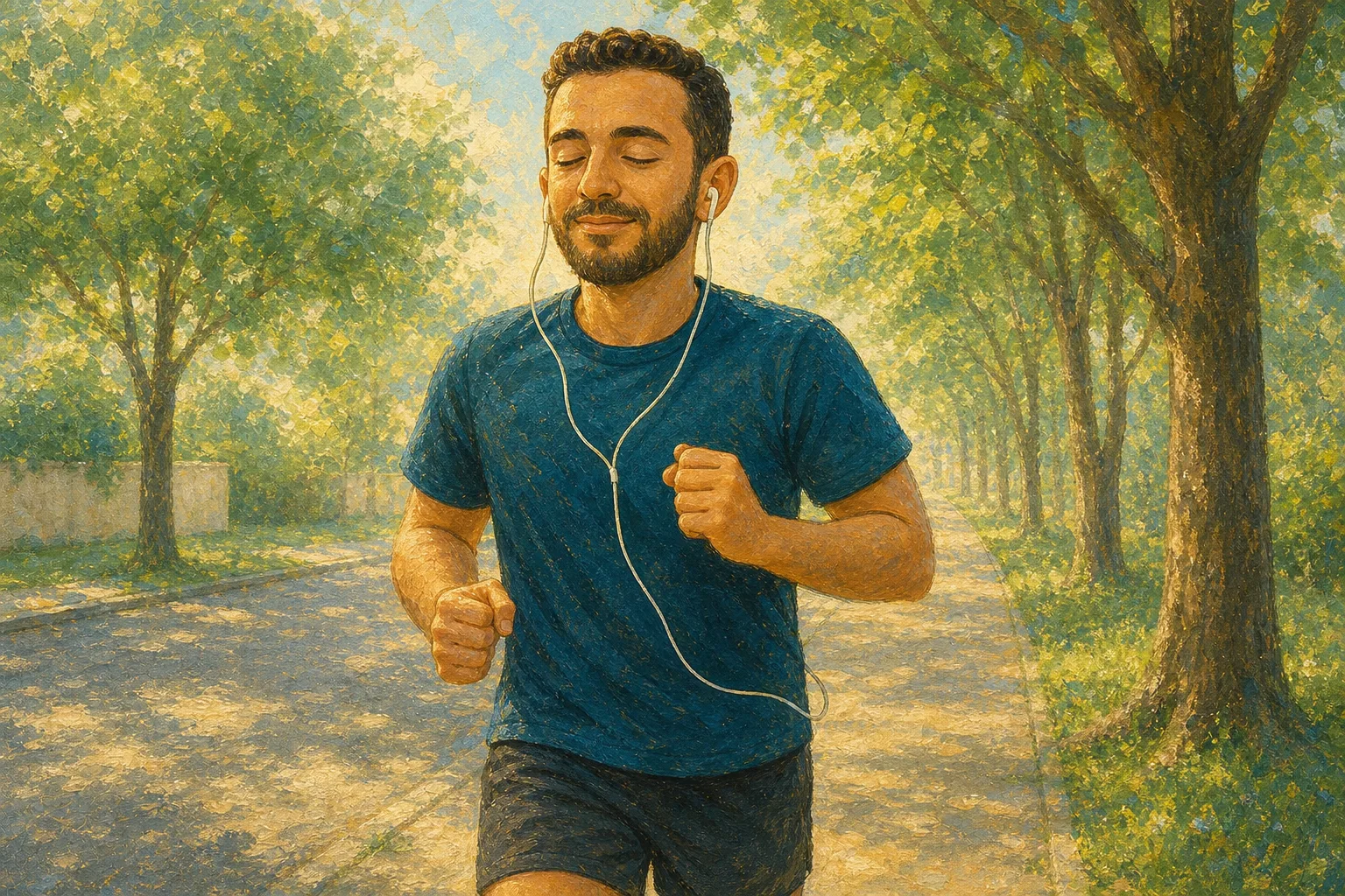Jogging dans une rue paisible