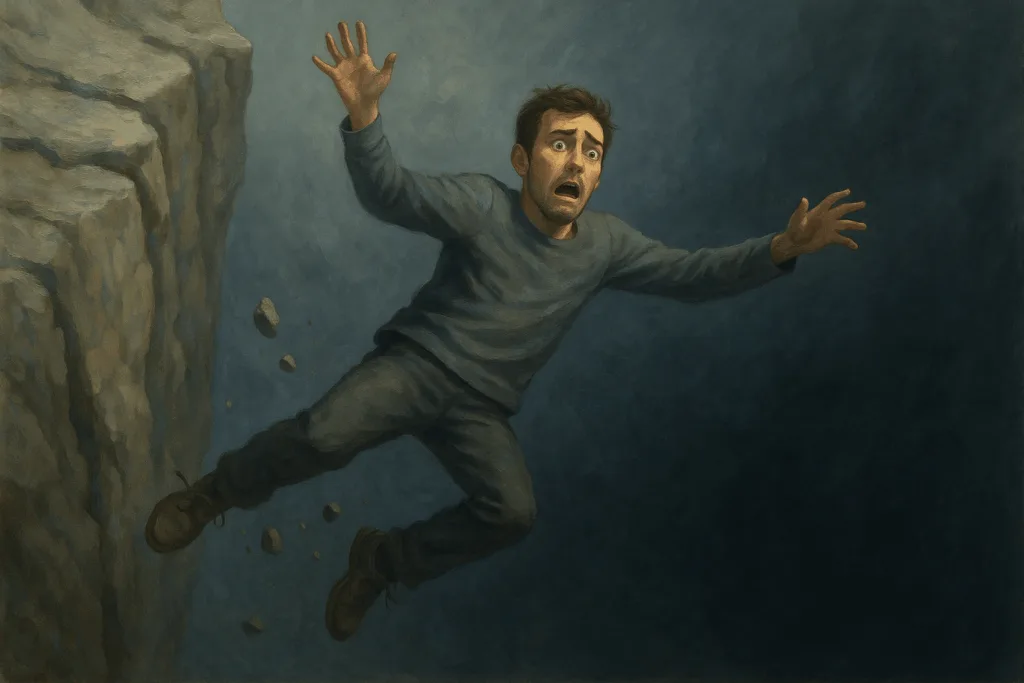 Illustration d'un homme qui chute d'une falaise (crash dépressif)