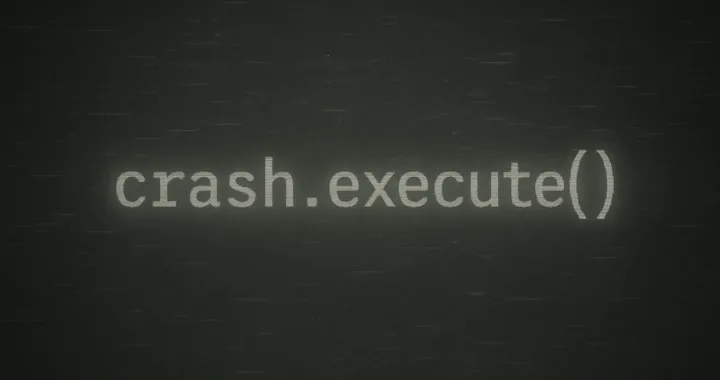 Illustration crash.execute() sur fond terne