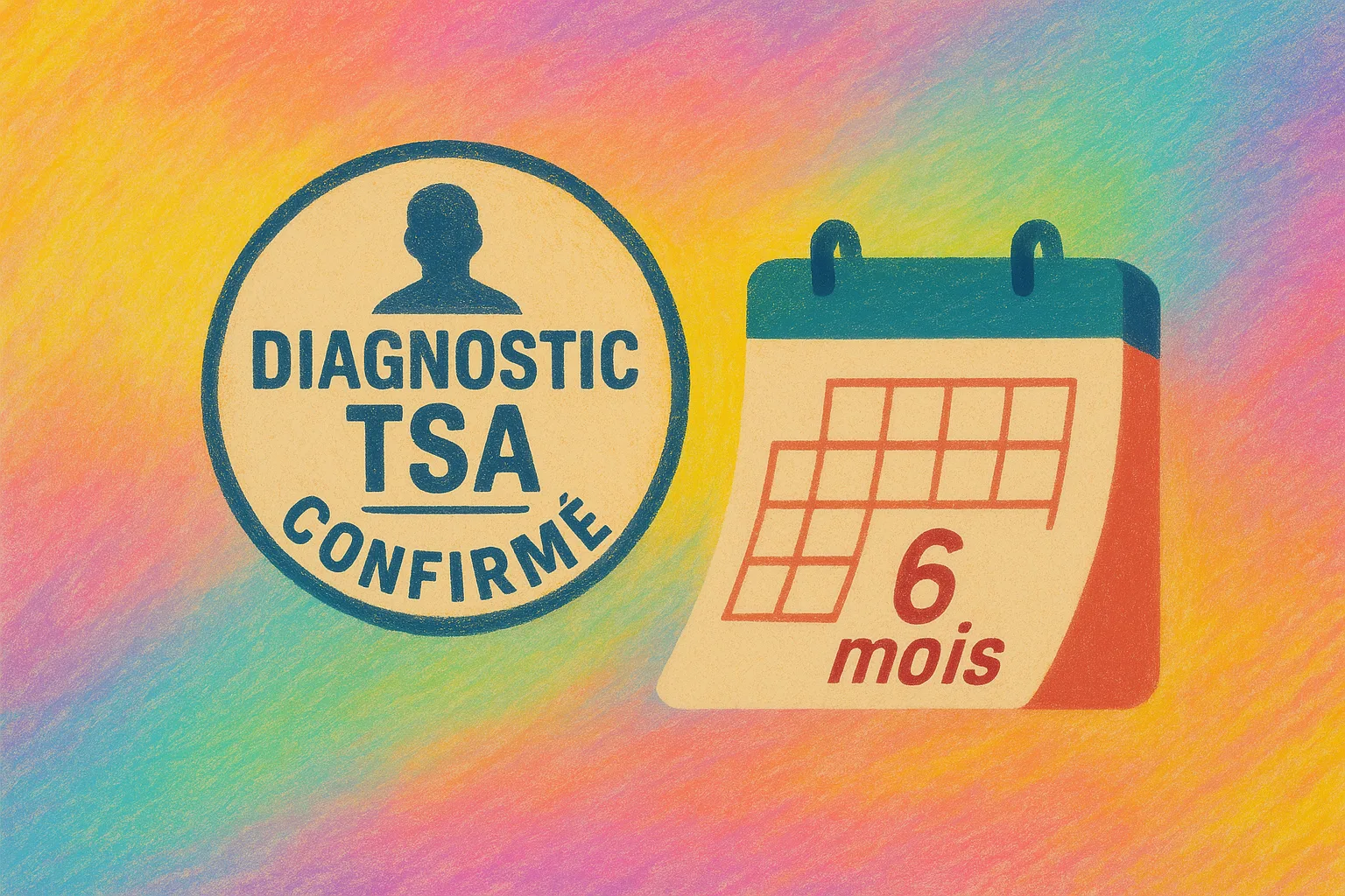 Tampon "Diagnostic TSA confirmé" avec un calendrier 6 mois de retard