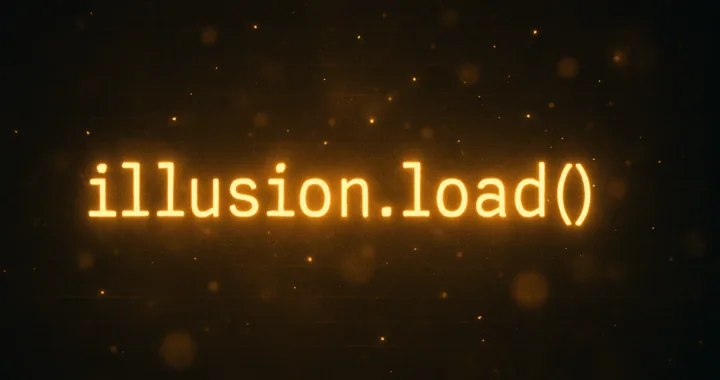 Illustration illusion.load() en ligne de code sur un fond lumineux