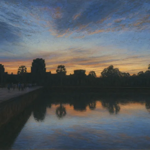 Illustration retravaillée d'une photo de Angkor Wat