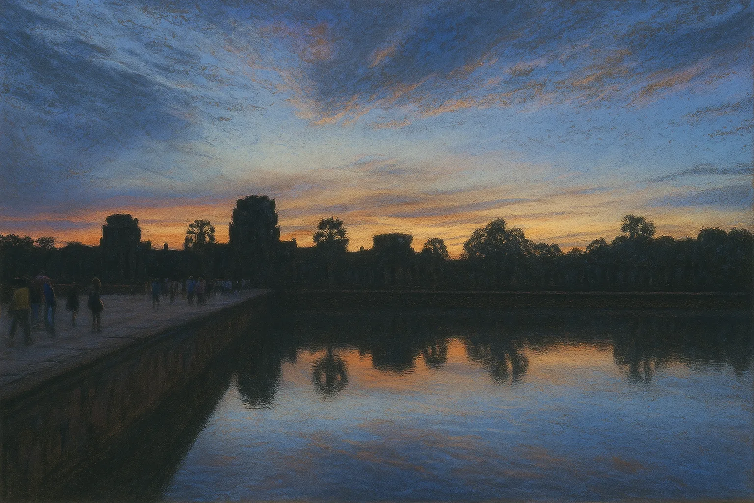 Illustration retravaillée d'une photo de Angkor Wat