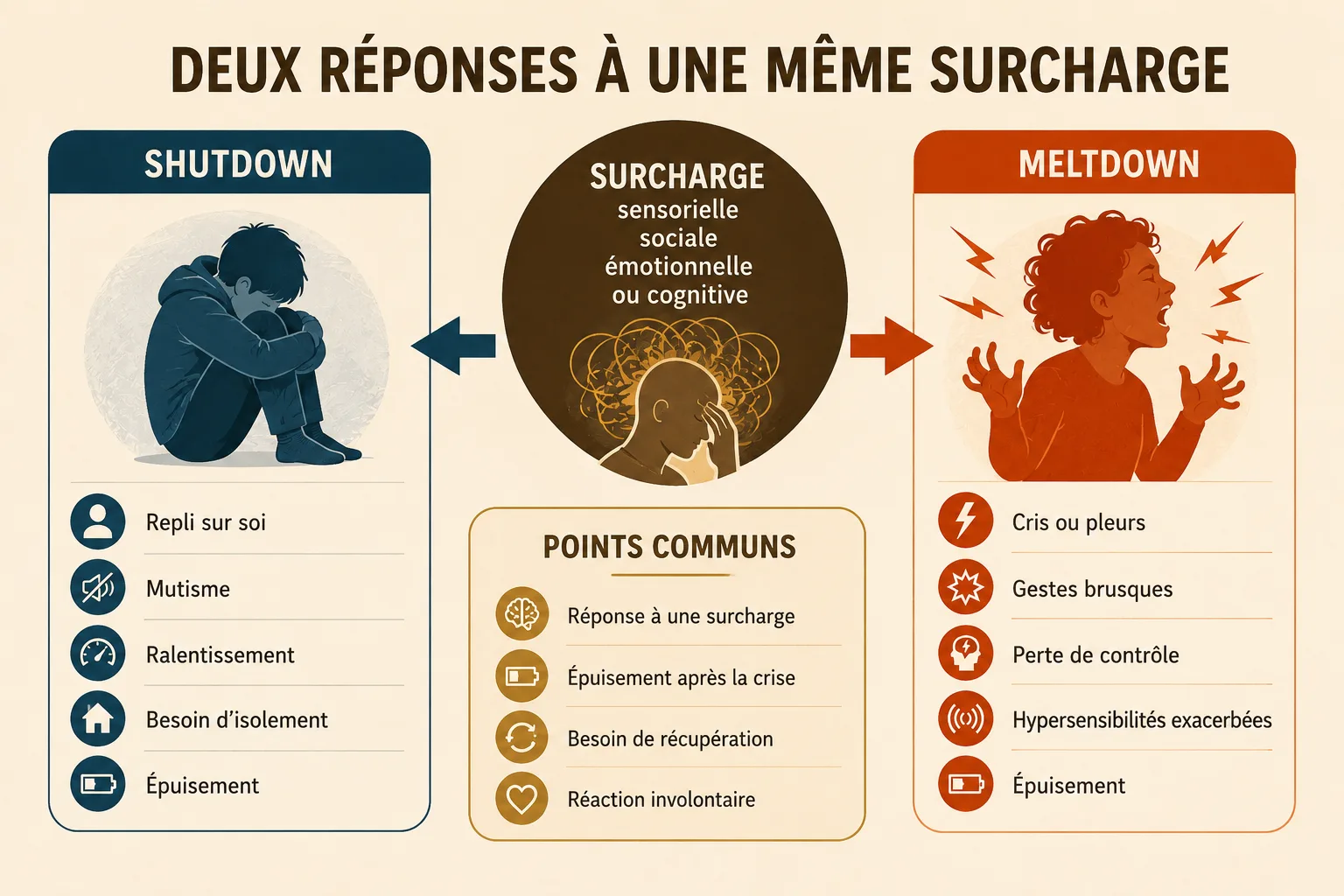 Infographie comparative du shutdown et du meltdown