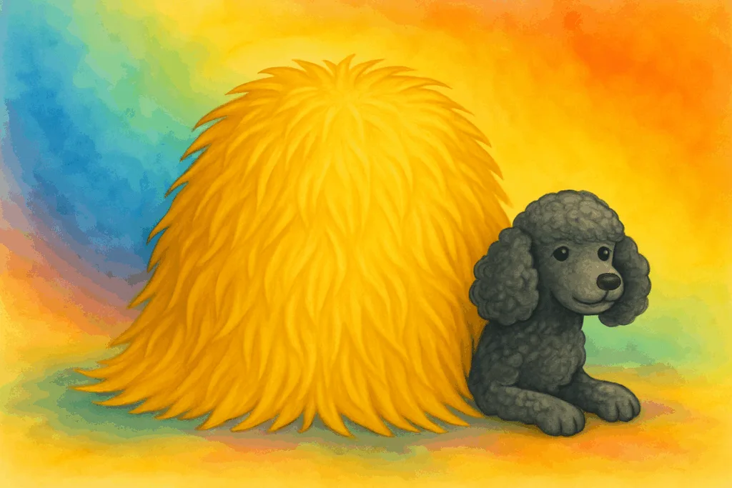 Poodle in a haystack