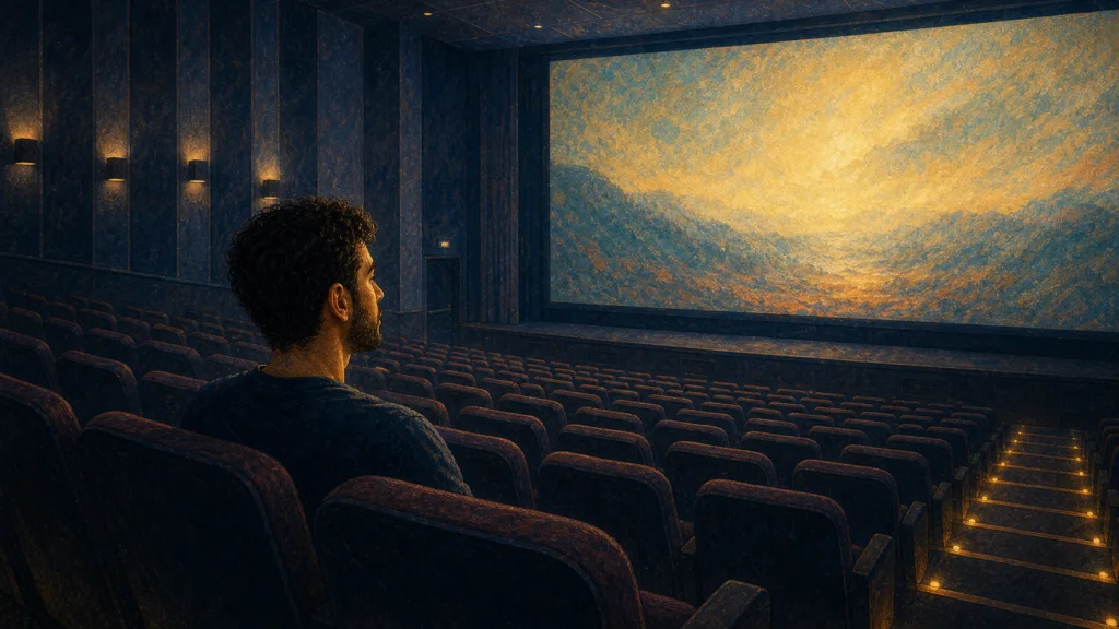 Man in an empty movie theater