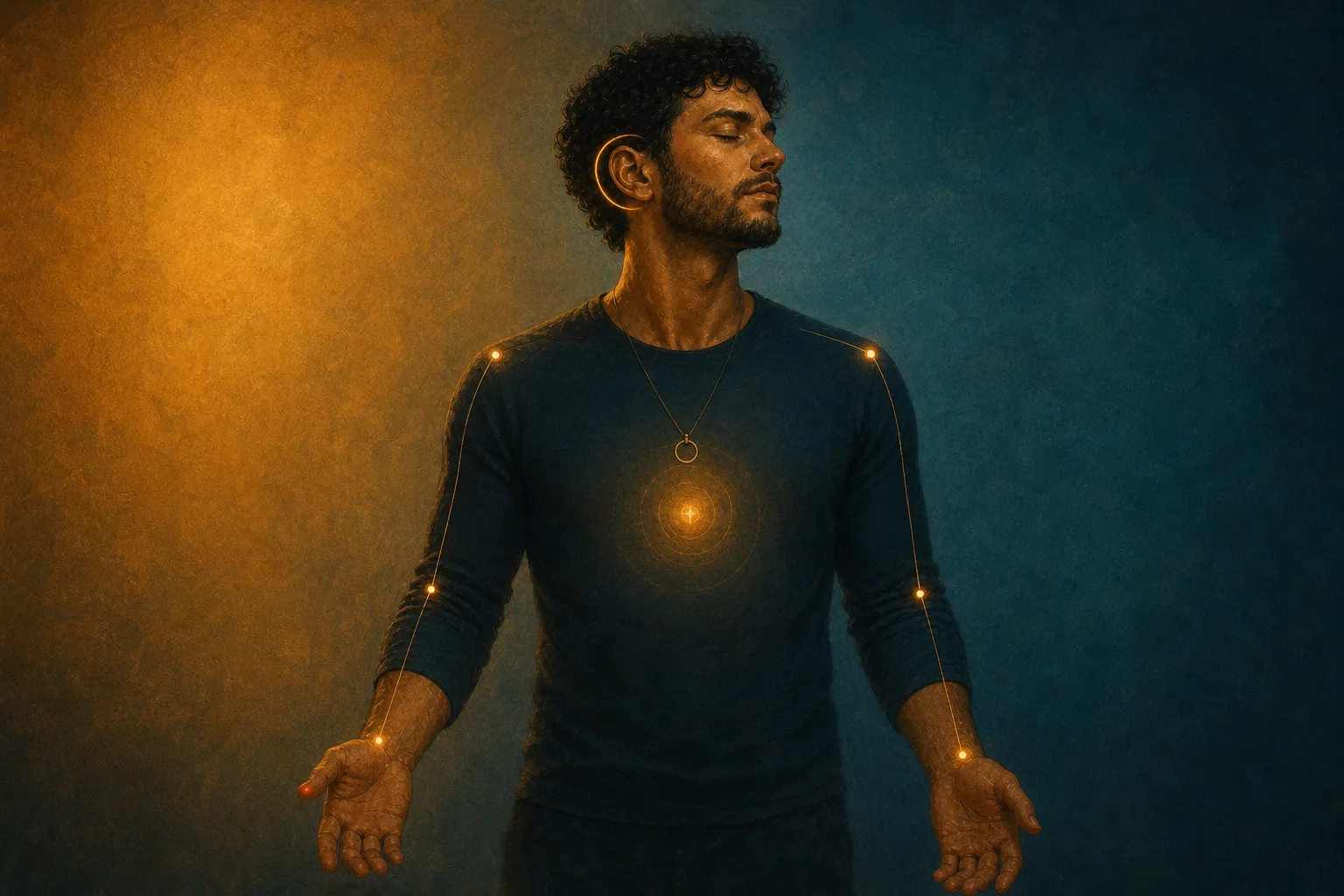 Representation of a man and the invisible senses