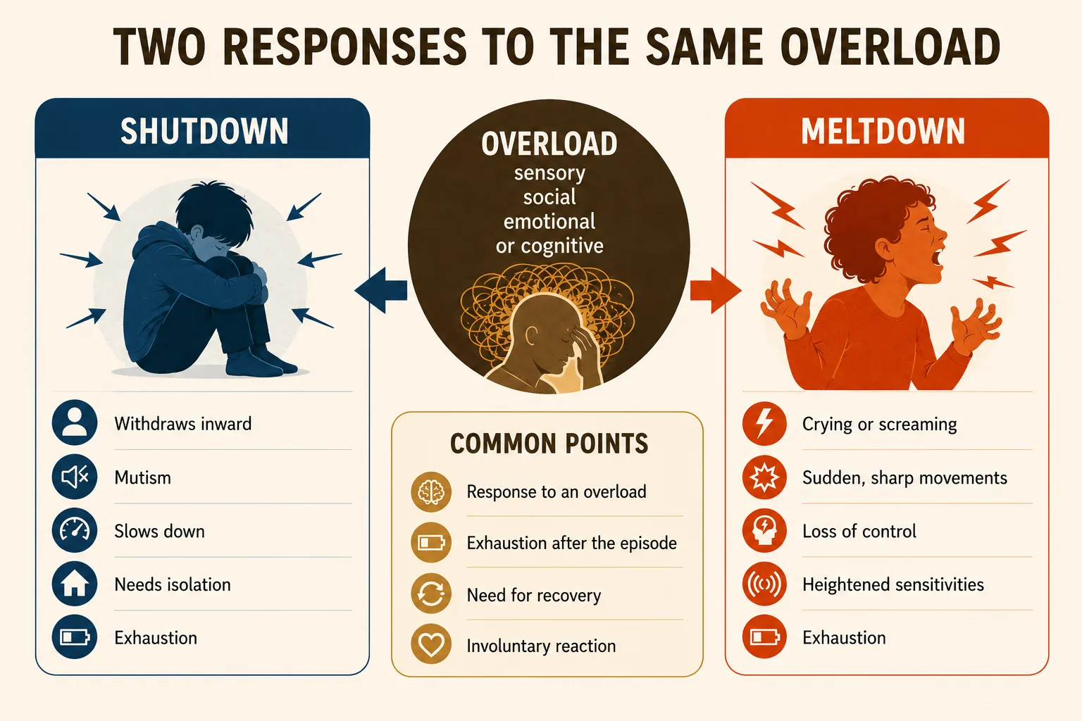 Infographie comparative du shutdown et du meltdown