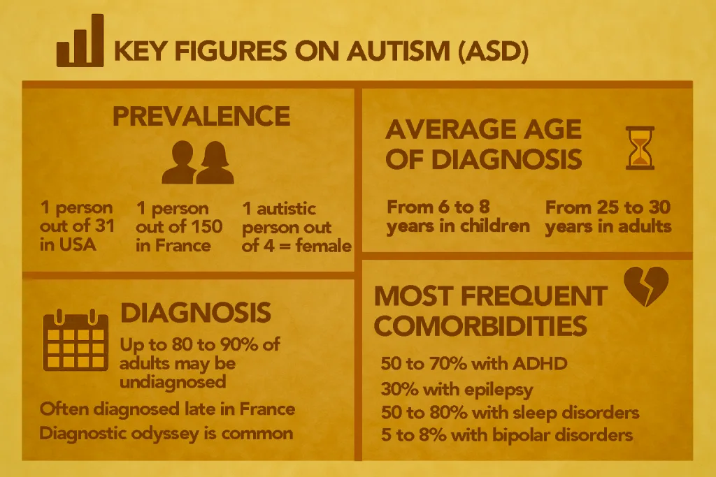Illustrations of key figures in autism