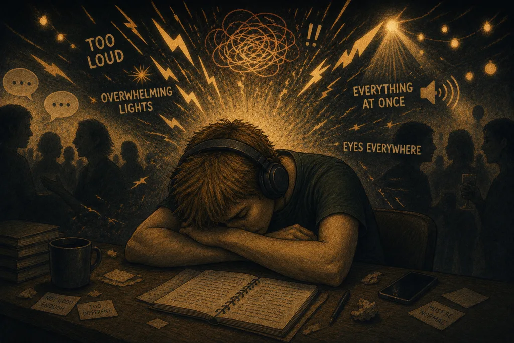 A character overwhelmed by social and sensory stimulation