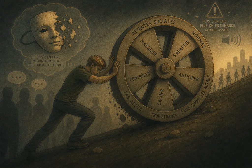 Illustration d'un personnage poussant une roue des adaptations nécessaires